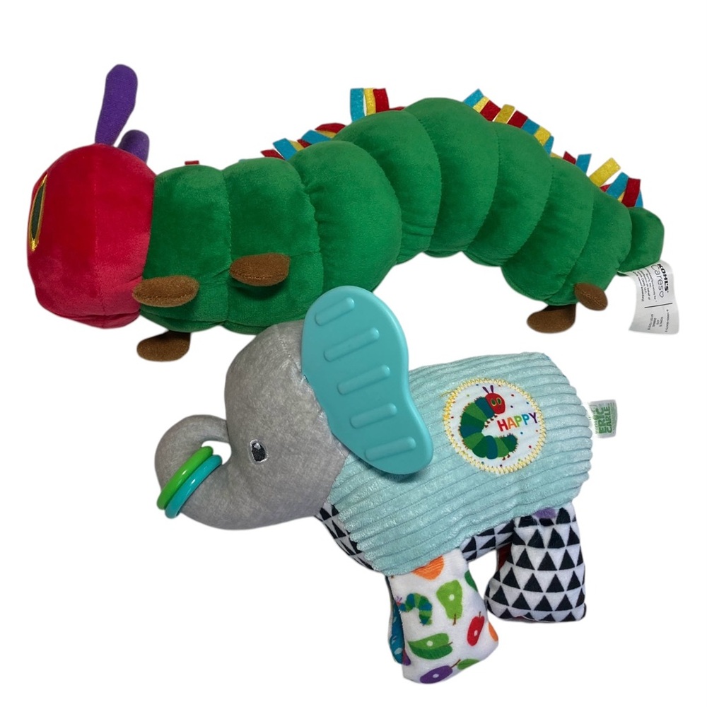 Lot - 2 World Eric Carle 14” Caterpillar 8” Elephant Plush Toys Kohl's Cares